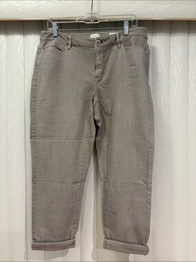 J. Jill Taupe Boyfriend Straight-Leg Ankle Jeans